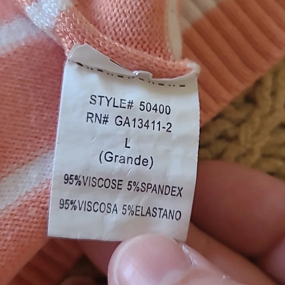 Shop Ruche Coral & White Waterfall Draped Open Front Cardigan - Size L - Picture 4 of 6